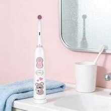 1 pieza Cepillo de dientes eléctrico giratorio con 4 cabezales de cepillo, incluye 2 baterías AAA, cepillo de dientes eléctrico con batería inteligente que se limpia, suave, con una variedad de patrones - Blanco - Ver 6