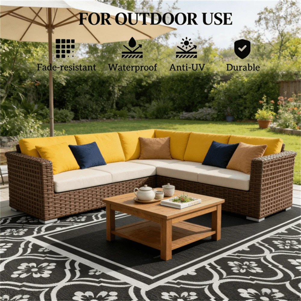 Reversible Outdoor Rug - Black - View 1