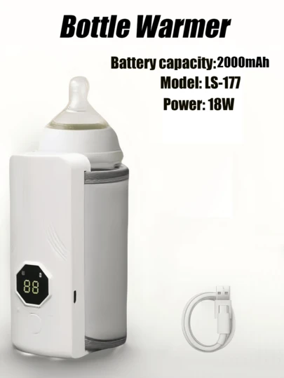 1 pieza Posavasos calentador de leche, calentador de leche portátil, funda calentadora de biberones con control de temperatura digital de 6 niveles, adecuado para mantener o calentar agua/leche por encima de 35°C, calentamiento a temperatura constante alimentado por USB, material de cuero, regalo