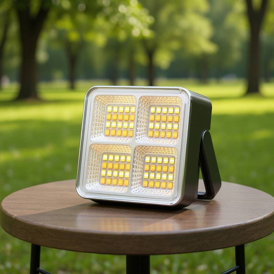 RGB Power Mini Solar Rechargeable Multifunctional Searchlight, Outdoor Portable LED Floodlight With Magnetic Suction, High Lumen Flashlight, USB Rechargeable Portable Emergency Light, Suitable For Camping, Night Market, Tourism - 黑色 - 查看 1