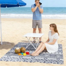 Reversible Outdoor Rug - Navy Blue - View 1