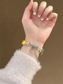 1条新款时尚彩色串珠向日葵蜜蜂表带，适用于 40mm、44mm、38mm、41mm、42mm (S10)、42mm、45mm (S10 46)、49mm，可爱多巴胺饰品表带，适用于 Series 11 Ultra、3 SE3 Ultra、2 S10 SE2、9 8 7 SE 6 5 4 3 2，感恩节、圣诞节、万圣节礼物 - 星星彩色 - 查看 5