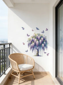 Hình dán tường hoa tử đằng và bướm mộng mơ, tự dính, chống thấm nước, có thể tháo rời, thích hợp cho phòng ngủ, phòng trẻ em, phông nền trang điểm, trang trí theo phong cách . - Hình dán trang trí tường - Xem 9
