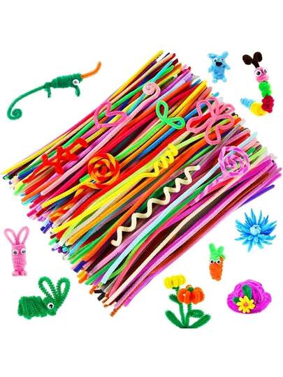 200pcs Colorful Craft Pipe Cleaners, Mixed Color Fuzzy Sticks, Bendable Chenille Stems, Chenille Rods, Fuzzy Craft Supplies, Colored Pipe Cleaners, Suitable For DIY Arts & Crafts Projects And Decoration