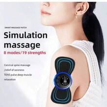 AXH. Masajeador de cuello inalámbrico EMS con pulso, 8 modos de masaje, 19 niveles de intensidad, incluye almohadillas de relajación profunda, libera eficazmente el estrés, alivia el dolor muscular, incluye 1 controlador y 3 almohadillas de masaje. - Negro - Ver 7