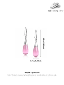 Bông tai bạc 925 đính đá mắt mèo màu hồng tinh tế, trang sức xỏ tai không gây dị ứng dành cho nữ. - Hồng - Xem 2
