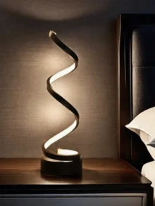 1pc LED Creative Spiral Desk Lamp, Nordic Modern Bedroom Bedside Lamp, Novelty European Style Study Lamp - Multicolor - View 3