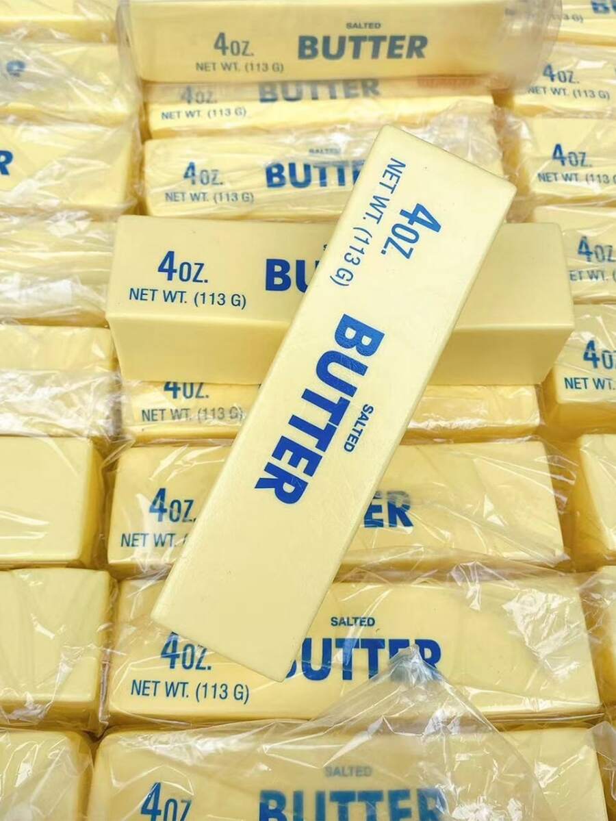 2pcs Realistic Butter/Cheese Stick Decor, Material, Suitable For Sharing With Friends And Family (This Product Has A Dairy Aroma, Please Do Not Purchase If You Do Not Accept It) - Yellow - View 1