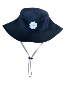 可调节防晒帽，带下巴系带，适合泳池边、度假日、海滩、公园和日常佩戴 - 白花 - 查看 10