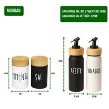 5 Piece Cruet Set With Bamboo Stand Doha Salt And Pepper Shaker - 黑與白 - 查看 3