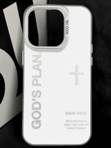 字母图案1件装圣经经文设计防震保护手机壳，适用于 16 Pro Max/15/14 Plus/13/12/11 - 彩色 - 查看 2