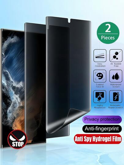 2 piezas de película de hidrogel totalmente cubierta anti espionaje para protectores de pantalla de teléfonos móviles compatibles con 17 Pro Max 16, compatibles con Galaxy S26 S25 S24 Ultra FE A26 A17 A06 A56 A55 A57 A37 Z Flip 3/4/5/6/7, compatibles con 15T 14T Poco M6 M7 X7 Pro, Note 15 14 14c 15c 4g 5g, compatibles con Honor Magic 5/6/7/8 Lite Pro X9A X9B X9C X9D 90 100 200 400 500