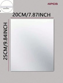 4pcs PMMA Mirror Wall Stickers, Classic Square Room Decor Stickers Suitable For Home Use - Silver - View 14
