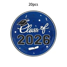 10入/20入/30入 7英吋/9英吋 2026畢業派對用品 海軍藍紙盤 恭喜畢業派對裝飾 - 藍色 - 查看 11