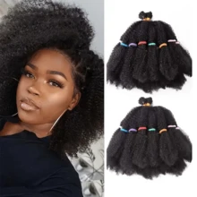 Tóc giả bện ombre 12 inch, kiểu Afro Kinky, bện khối lớn, màu nâu sẫm, tóc nối móc xoăn. - Nhiều màu - Xem 1