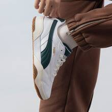 PUMA彪馬 Tifosi 舒適薄底 低筒 板鞋 男女同款 白綠色 - 白綠色 - 查看 3