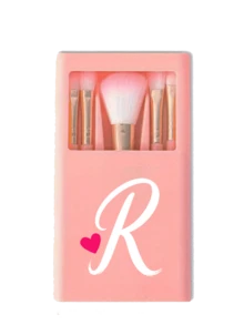 1 Set de Brochas de Maquillaje Portátil con Espejo y Cerdas Suaves, Patrón de Corazón Rosa, Caja para Set de Brochas de Maquillaje, Brocha de Maquillaje Multifuncional con Caja de Espejo, Bolígrafo de Maquillaje Multifuncional Miniatura, Brocha de Maquillaje para Base - Multicolor - Ver 21