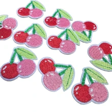 10pcs Shiny Red Cherry Patches, For Summer Clothing Decoration And School Activities - Red - View 10
