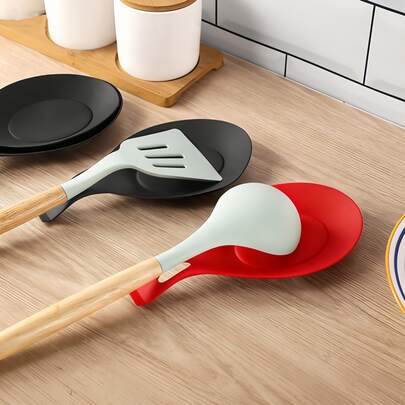 1/2 piezas Soporte para cucharas, Reposa cucharas resistente al calor y fácil de limpiar, Suministros de cocina, Artículos del hogar, Artículos esenciales de cocina, Utensilios de cocina, Soporte para cucharas, Soporte para utensilios, Decoración de cocina