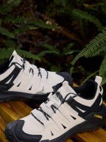 CAMEL CROWN Men's Spring/Summer Breathable Mesh Casual Sports Shoes Wear-Resistant And Non-Slip Outdoor Hiking And Mountaineering Shoes - Rice and White - View 3