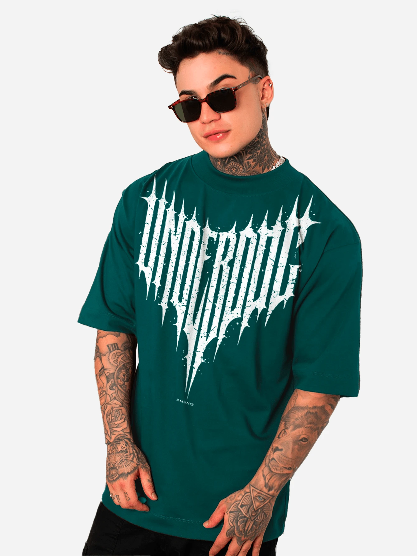 Oversized Streetwear Crew Neck T-Shirt DMUNIZ UNDERDOG Santinni 100% Cotton Premium Release Gym Workout New - Green - View 1