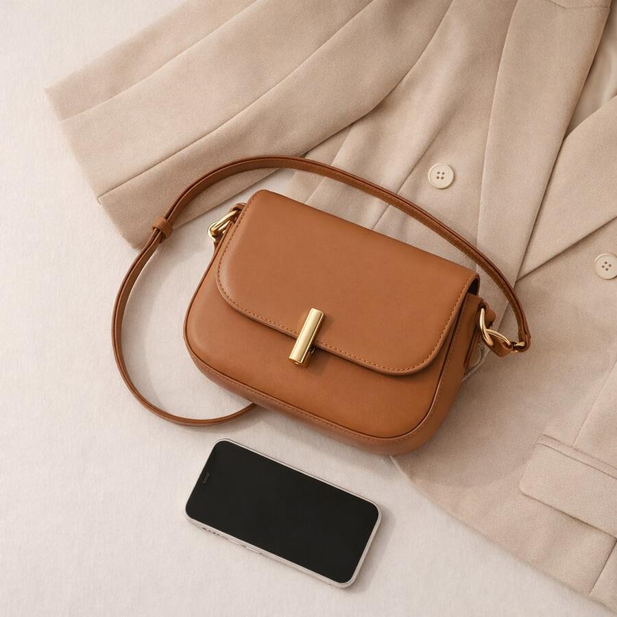 Women's Compact Shoulder Bag - Stylish And Sophisticated Casual - 駝色 - 查看 1