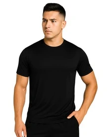 Kit Of 2 Men's Short-Sleeve Dry Fit T-Shirts, DryFit Gym, Running, Sports T-Shirt, CrossFit Fitness, Plain Casual Sportswear, Premium Polyester - 紅與黑 - 查看 3