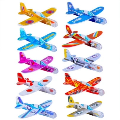 2/10/20/50/100 Piezas - Aviones planeadores de espuma (color aleatorio), aviones de papel, regalos de fiesta, relleno de bolsas de regalo, juguetes voladores para exteriores, premios de Pascua para niños y niñas - Regalos de fiesta - Relleno de huevos de Pascua Ramadán