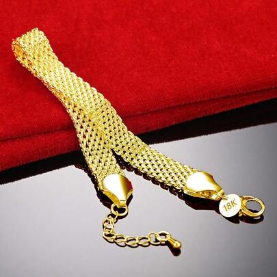 Braccialetto intrecciato in oro 18K, gioielleria di moda per donna, adatto per matrimonio, fidanzamento, festa