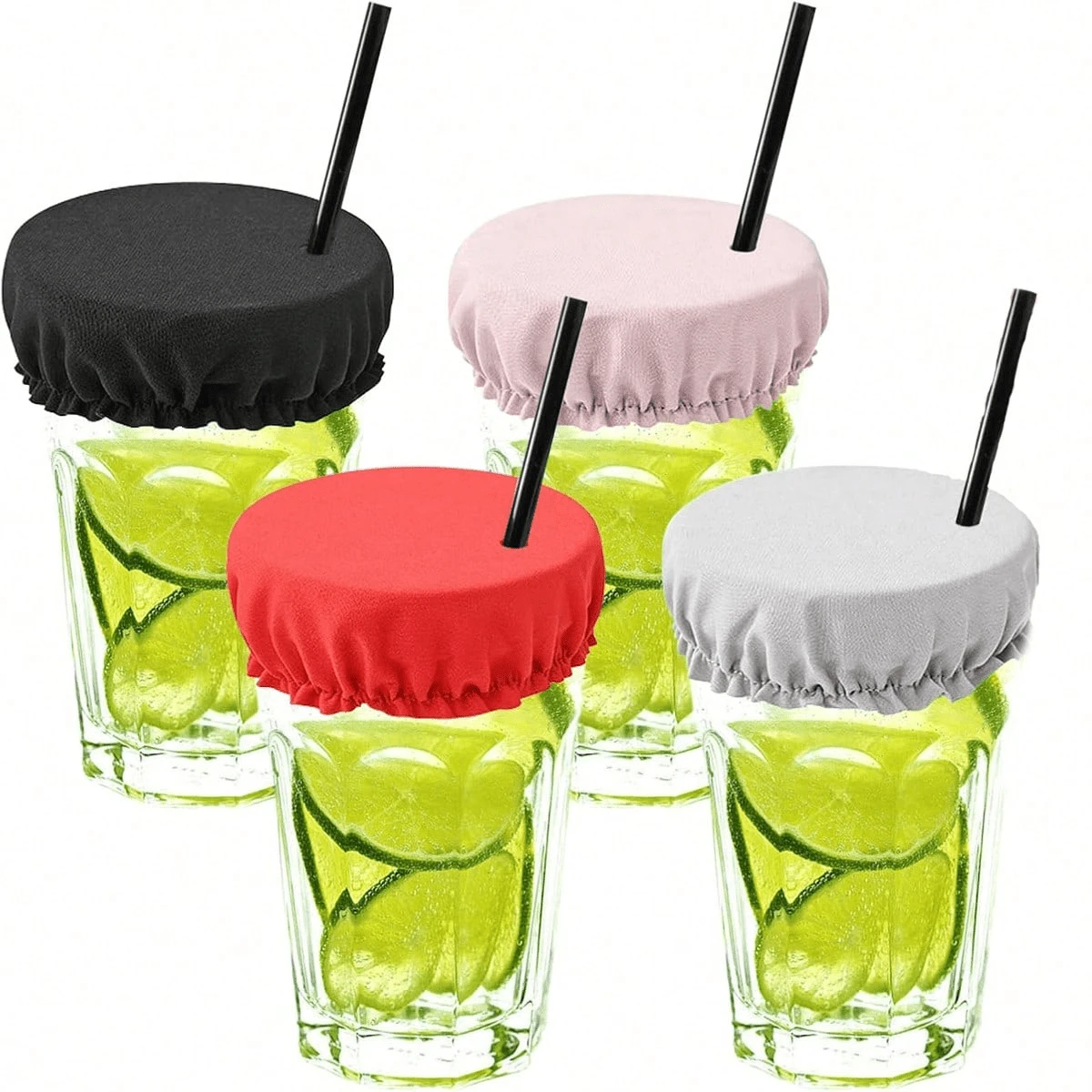 4/1pc Cup Protector Cover, Alcohol Drink Sleeve, Reusable Beverage Lid With Straw Hole, Bar Club Party Cup Holder, Prevent Unwanted Items In Cup - Multicolor - View 1