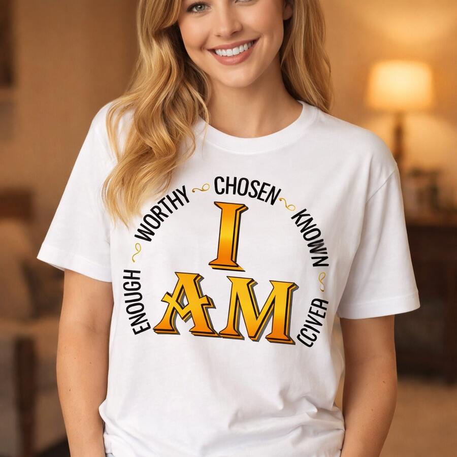 1pc Plus Size Women's Cotton Graphic T-Shirt, "I AM" Inspirational Letter Print Short Sleeve Tee, Casual Crewneck Top With Motivational Quote, Comfortable Loose Fit, Sizes S-5XL, Daily Wear Basic Tee, Breathable Soft Fabric,  Positive Message Shirt For Women Benito Bowl,Big Game, Football Fast Shipping! Men's Casual And Stylish Short-Sleeved Printed T-Shirt. - 白色 - 查看 1