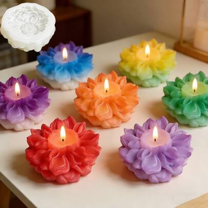 1个花朵硅胶模具，树脂浇铸模具，适用于DIY制作蜡烛、肥皂、树脂、粘土、家居装饰、高档桌面摆件、节日礼物、卧室香薰DIY工具、节日礼物必备、儿童佳礼