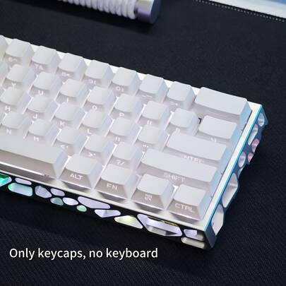 130 Pcs Pure White Side-Printed Keycaps, PBT Material, OEM Profile, 5-Side Dye-Sublimation, Side-Printed Translucent Characters, Best Gift For Keyboard Enthusiasts, Keyboard Keycaps, Keycap Collectors, Mechanical Keyboard Accessories, PBT Keycaps, Cherry Keycaps, Dye-Sublimated Keycaps, Hot-Swappable Keycaps