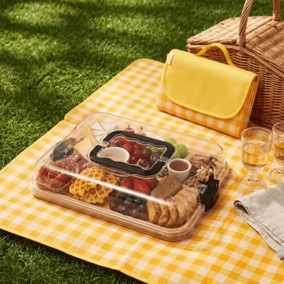 Modern Rectangular Bamboo Tray, Suitable For Home And Restaurant Use. Can Be Used As A Small Tea Set Tray, Pastry Plate, Portable Fruit Plate, Or As Part Of A Home Picnic Set.