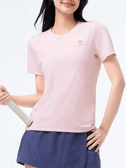 CAMEL CROWN 女士户外运动T恤，短袖上衣，舒适透气，速干，适合春夏季节全年穿着。