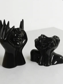 2pcs Resin Face Vase Decor - Desktop Storage, Suitable For Office And Vanity | Floral Decoration, Makeup Brush Storage, Unique Gift, Desktop/Vanity Decor, Collectibles, Resin Decorations - Multiple Styles - View 15