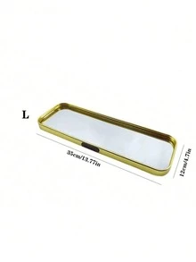 1 pieza Elegante bandeja de almacenamiento rectangular de vidrio dorado (disponible en tamaños pequeño, mediano y grande), superficie de espejo de vidrio de alta definición, estilo nórdico de lujo, material de aleación de aluminio y vidrio - Estantería de almacenamiento multifuncional, bandeja de exhibición de gran capacidad, bandeja para joyas, caja de almacenamiento de cosméticos, aromaterapia, portavelas, joyas, cosméticos - rectángulo - Ver 12
