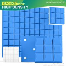 OSITE SKY 12片装录音室高密度吸音板 - 12x12x2英寸，适用于游戏室、办公室、家庭影院。采用双面胶背衬和蘑菇头吸音泡沫材料（黑色/白色/灰色/蓝色）。 - 彩色 - 查看 11