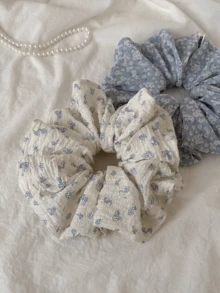 Scrunchies de pelo con margaritas, sujetadores de cola de caballo, envolturas para moño, accesorios de pelo azul claro refrescantes, primavera/verano - Multicolor - Ver 4