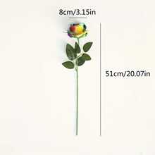 10pcs Artificial Rainbow Roses, Long Stem Silk Rainbow Flowers, Multicolor Roses, Suitable For Home, Wedding, Bathroom, Kitchen Decor (Multicolor) - Multicolor - View 4