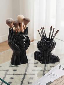 2pcs Resin Face Vase Decor - Desktop Storage, Suitable For Office And Vanity | Floral Decoration, Makeup Brush Storage, Unique Gift, Desktop/Vanity Decor, Collectibles, Resin Decorations - Multiple Styles - View 4