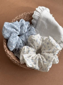 Scrunchies de pelo con margaritas, sujetadores de cola de caballo, envolturas para moño, accesorios de pelo azul claro refrescantes, primavera/verano - Multicolor - Ver 6