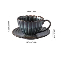 2pcs Retro High-End Striped Ceramic Mugs, Crackle Glaze, Suitable For Hotel, Home, Office, Milk, Coffee, Afternoon Tea - Multicolor - View 12