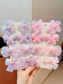 Cute Bowknot Hair Clips, Non-Damaging Princess Flower Bow Side Clips - Multicolor - View 3