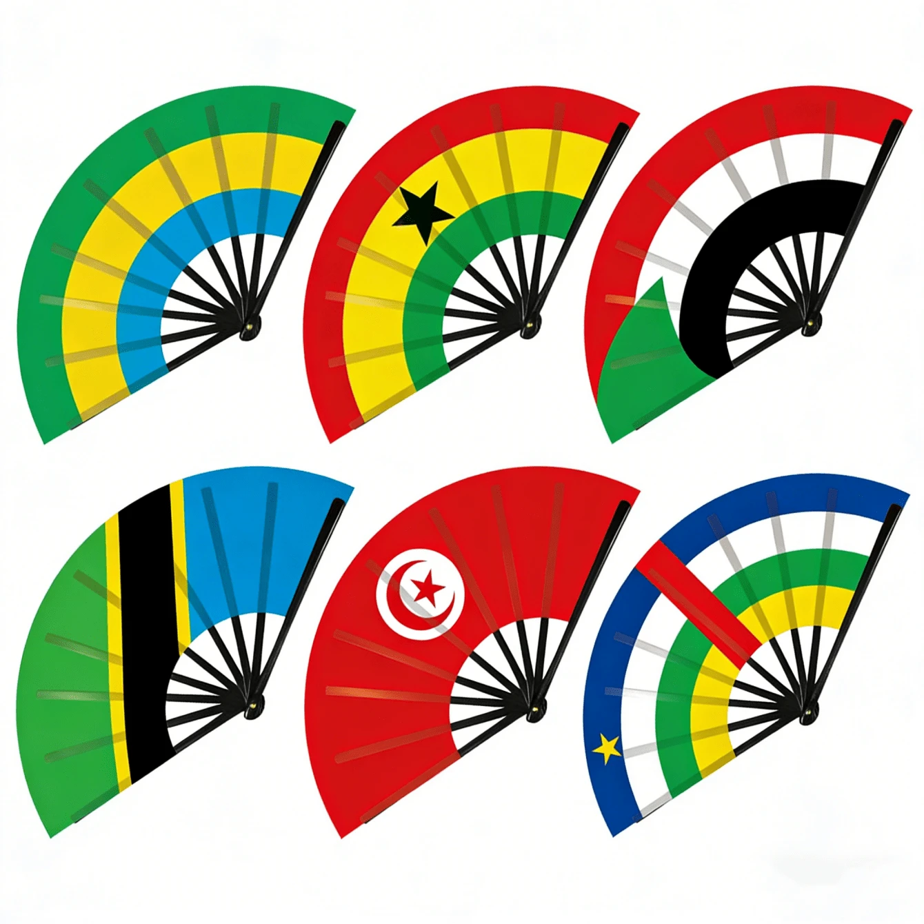 1把多国元素旗帜折叠扇，民族主题派对服装道具，粉丝聚会应援用品，热销畅销品 - 彩色 - 查看 1