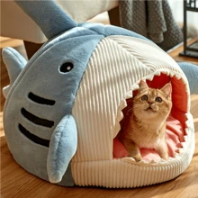 Cat Nest Winter Warm Closed Internet Celebrity Shark Nest Cat And Dog Bed Sense Of Security Suitable For All Seasons - Multicolor - View 3