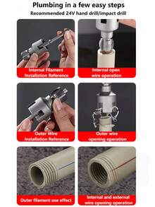 1 cái dụng cụ tạo ren ống đa năng, ren trong và ren ngoài, phù hợp với ống nước 4/6 inch, dụng cụ khoan ren chính xác đa năng dùng cho máy khoan điện sửa ống nước - nhiều màu - Xem 8