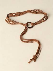 1pc Summer Bohemian Style Handmade Wax Rope Woven Women's Belt, Suitable For Dresses, Parties, Galas, Vacations, Beaches, Festivals And Other Occasions - Multicolor - View 9