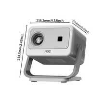 Proyector Portátil AOC 1080P, Native 1080p y soporte 4K, 8000 Lúmenes, 5G WiFi6, Bluetooth, Corrección Automática Vertical Keystone, Pantalla 300", Compatible con iOS/Android, Ideal para Cine en Casa y Teléfono - Gris - Ver 3