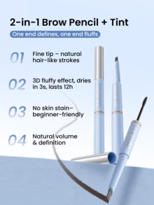 COLORKEY Dual-Ended Eyebrow Pencil & Brow Pomade, Shaping Eyebrow Pencil, Save Lt Shaping, Brand Makeup, Women's Facial Makeup Cosmetics, Suitable For Spring/Summer, Y2K Fashion Style, Birthday Mother's Day Gift - #02 - View 2